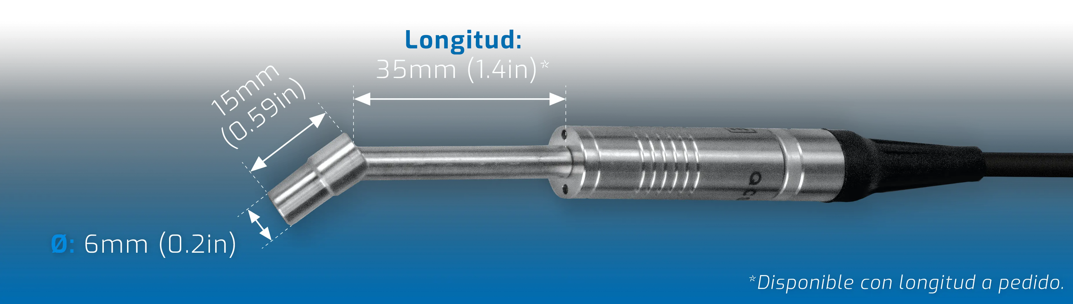 Sonda ferrosa miniatura, punta a 45°