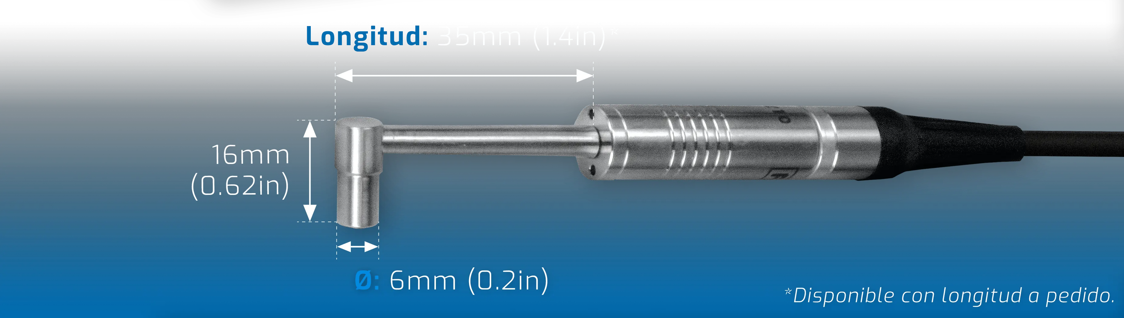 Sonda ferrosa miniatura, punta a 90°