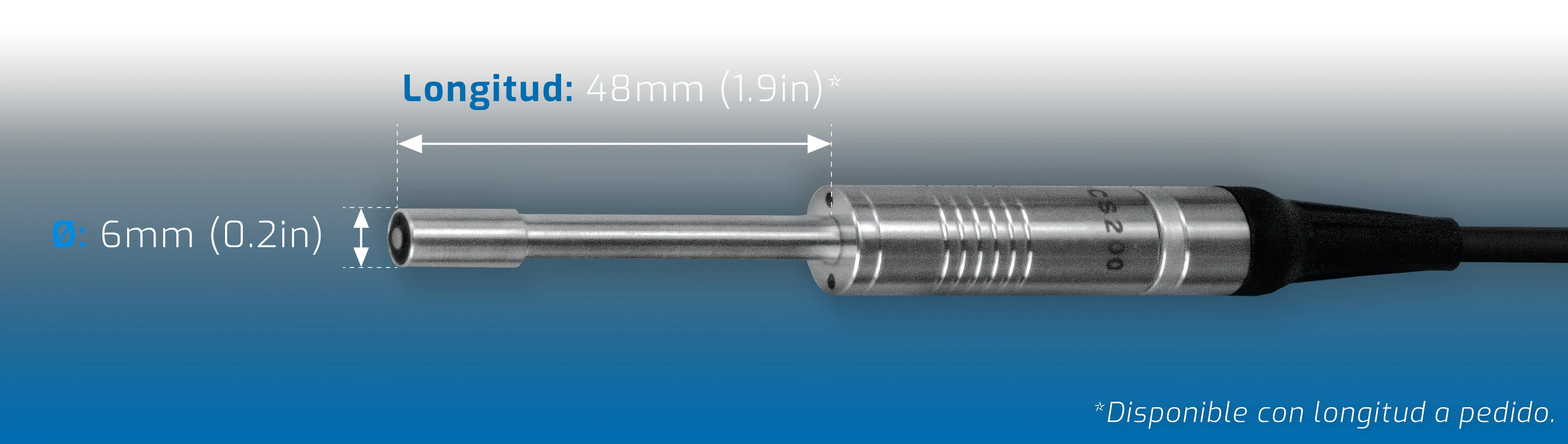 Sonda ferrosa miniatura, punta recta